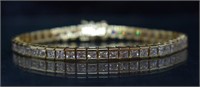 Gold-tone Sterling Silver CZ Tennis Bracelet