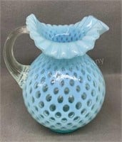 Opalescent Coin Spot Pitcher w/ Applied Handle