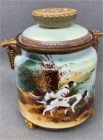 Excellent Hand Painted Nippon Humidor w/ Dogs