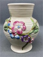 Clarice Cliff Vase w/ Molded Flowers 7"