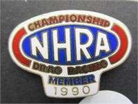 NHRA 1990 Championship Drag Racing Member Pin.