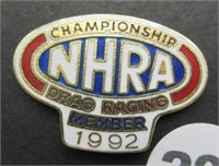 NHRA 1992 Championship Drag Racing Member Pin.