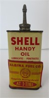 Tin Shell Oil Can. Measures 5.5" T.