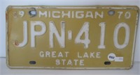 1970 Michigan License Plate.
