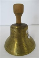 Brass Bell with Wood Handle. Measures 5.75" T.