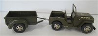 Vintage Metal Tonka Military Jeep with Trailer