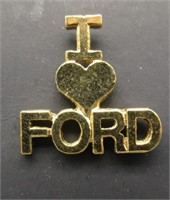 I Heart Ford Gold Pin.