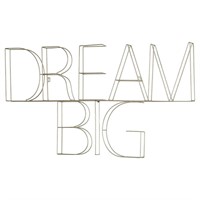 39"x25" Dream Big Wire Wall Decor Silver - Pillowf