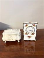 1970 Ceramic Dish and Ceramic Floral Clock