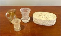 Glass Tricots and Ceramic Dish
