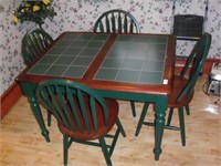 Modern Kitchen Table W/Pop Up Leaf & 4 Chairs