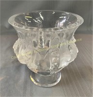 Lalique Dampierre birds crystal vase