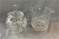 (2) Crystal candy jar and ice bucket, Pot de