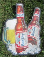 Bud Dry Tin Sign. Measures: 25.25" T x 18.25" W.