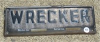 Wrecker Plate.