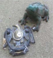 Cast Iron Frog and Eagle Door Knockers.