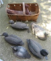 Wood and Plastic Duck decoys. Marked AWB, Carry