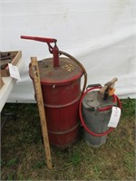 Vintage Fire Extinguisher and oil drum