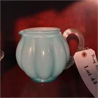 GLASS PITCHER,  BLUE & CLEAR