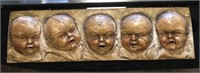 Vintage Baby Faces Chalkware Plaque