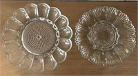 Pair of Clear Glass Egg Plates