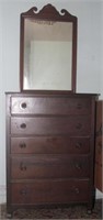 5 drawer chest of drawers and Mahogany mirror