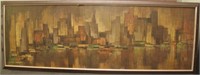 framed print- City Skyline, 23"x63" overall and