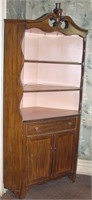 Antiqued corner cabinet, 82"h x 42"