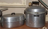 Alu. pressure cooker; alu. roaster & cookware