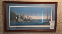 LARGE FRAMED PICTURE - D. HAMBURG  1994 "WHALING