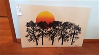 TAMARACK CANVAS PICTURE OF SUNSET & TREES