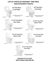 Toilets - Designer One Piece High Efficiency