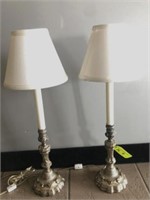 PR OF SILVER PLATE CANDLESTICK STYLE LAMPS