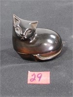 Miniature Metal Cat Trinket Box
