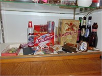 Group Budweiser items: bottles, cans, & other