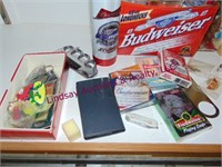 Group Budweiser items: bottles, cans, & other