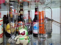 Group Budweiser bottles, glasses & other
