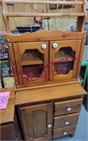 2pc wood table w/ drawers 23" x 11" x 29" & --