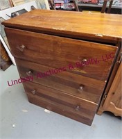 Wood 3 drawer nightstand approx 24" x 14" x 28"
