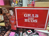 Dale Jr tin lunch box & Budweiser #8 beer cans--