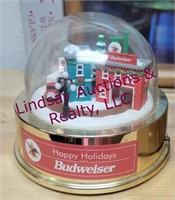 Budweiser clock, snow globe & other SEE PICS