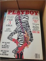 Box of vintage Playboy magazines