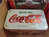 2 boxes Coca-cola items - glasses, cards & other -