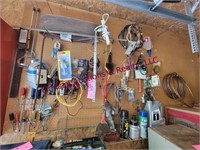 Contents On Wall: hand tools, mixer attachment, --