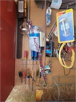 Contents On Wall: hand tools, mixer attachment, --