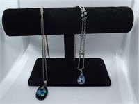 13" COLORFUL NECKLACE & 20" BLUE CRYSTAL NECKLACE
