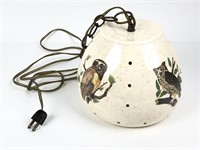 Handmade Pottery Owl Hanging Lamp