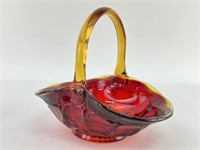 Vtg Amberina Glass Basket