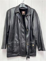 Anne Kline Sz L Leather Jacket with Fur Liner