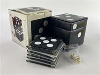 Glass & Rubber Dice Coasters with Caddy
